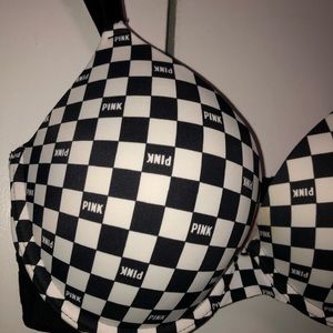 🌈SOLD🌈34DD Checkered Print PINK bra